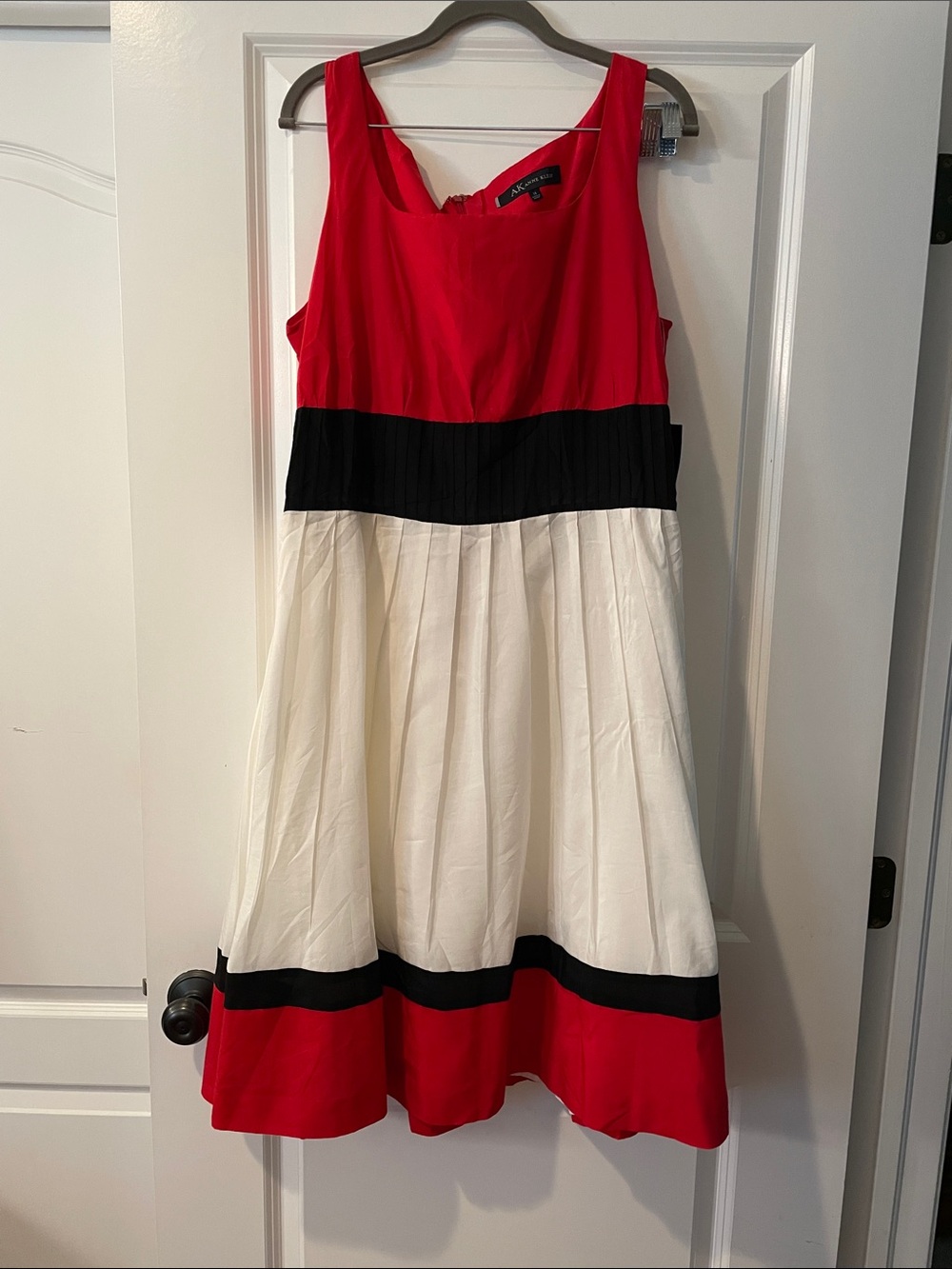 Red, Black & White Sleeveless Party Dress 100% cotton.